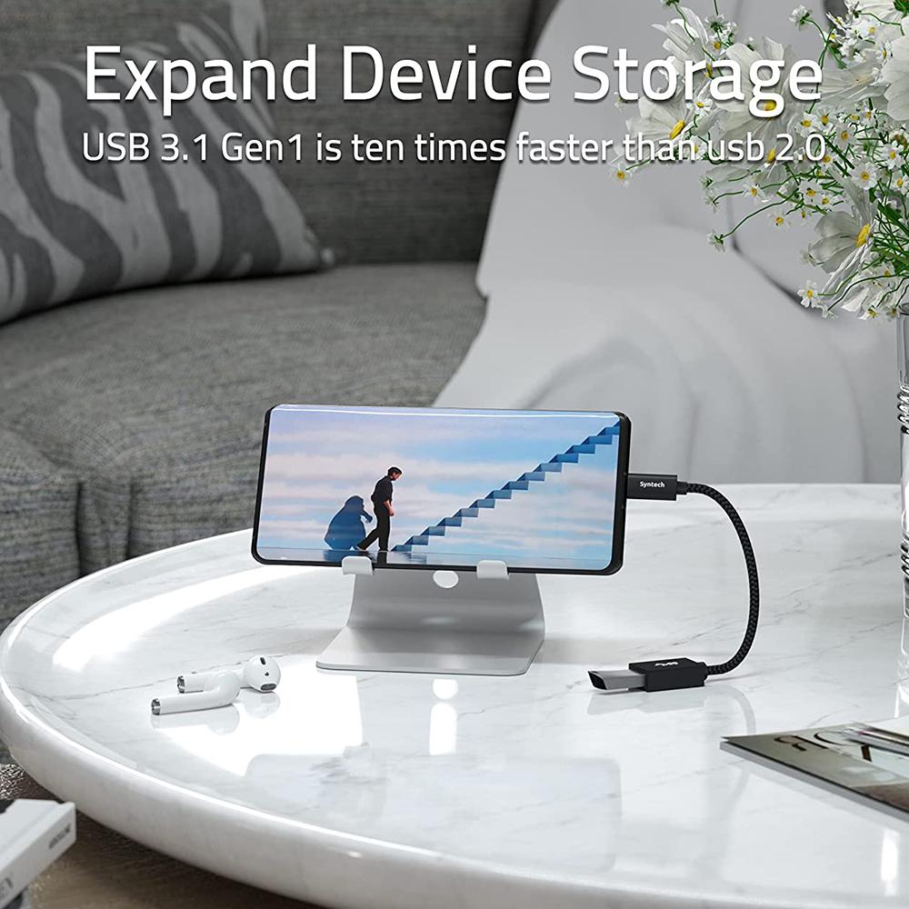 SYNTECH CA2Black 2Pcs USB-C Male to USB-A Female Converter Heat Dissipating Aluminum Alloy Adapter