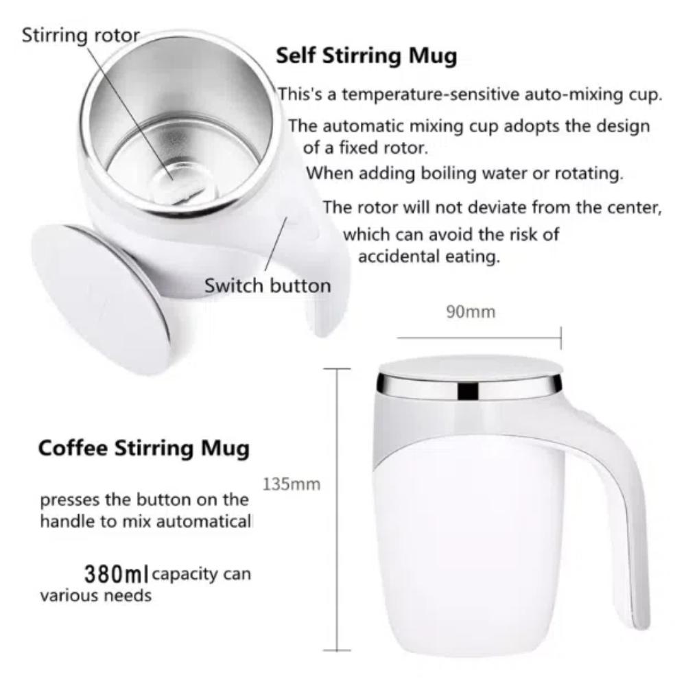 Stainless Steel Coffee Mixing Cup Automatic Stirring Cup Magnetic Mug Blender Milkshake Cup Portable Mixing Mug Drinkwares
