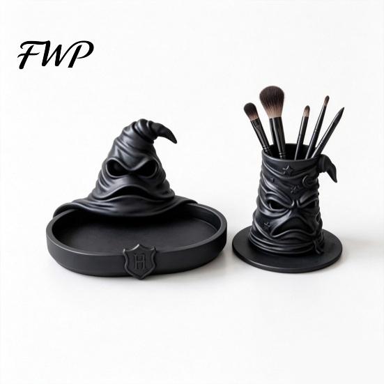Unique Witchy Office Supplies Wizard Hat Storage Box, Gothic Desk Organizer for Makeup Brushes And Multipurpose Tool Container Pens, Dark Academia