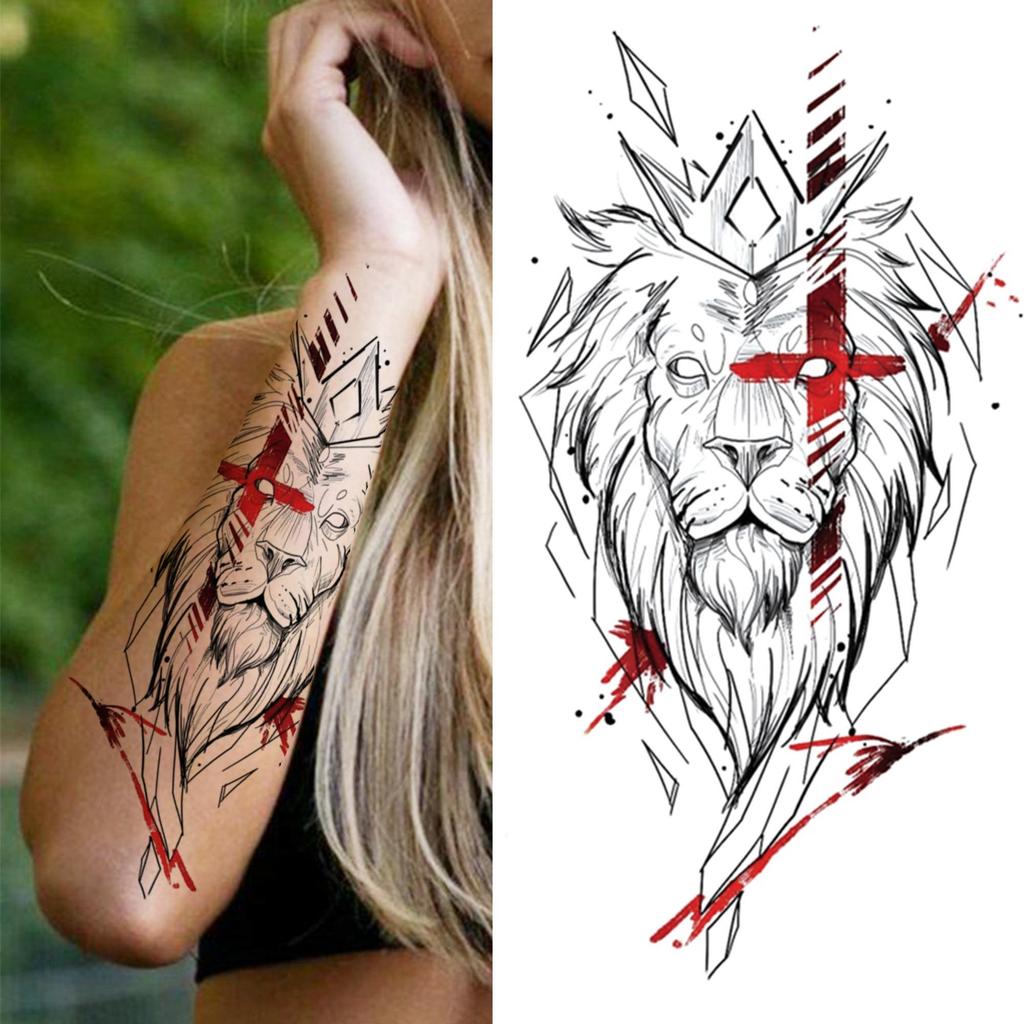 Волк Компас Временные татуировки для мужчин, женщин и мальчиков Дети Тигр Поддельные татуировки Льва Стикеры Шварцвальд Роуз Бог Татуировки Самоклеящиеся