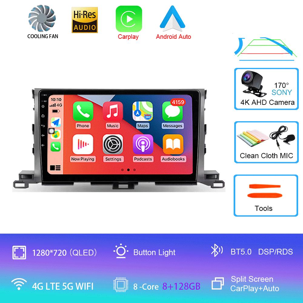 Для Toyota Highlander Kluger 3 XU50 2013 2014 - 2019 Автомобильное радио Android 14 Навигация Мультимедийный проигрыватель GPS WiFi+4G Carplay Auto