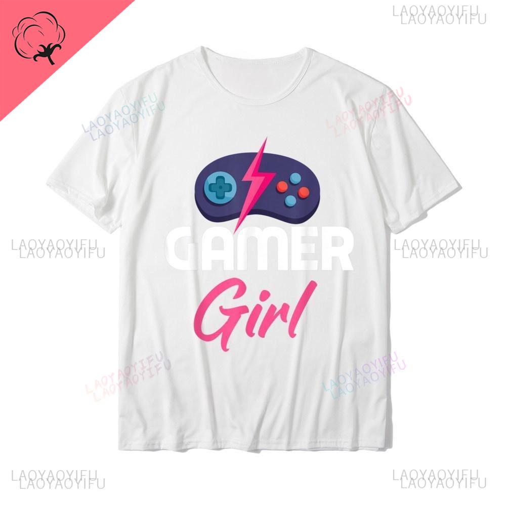 Funny Gamer Girl Video Games Summer Gaming Lover Gift TShirt Man Discount Casual Tops Tees Man Woman Cotton Fashion Streetwear