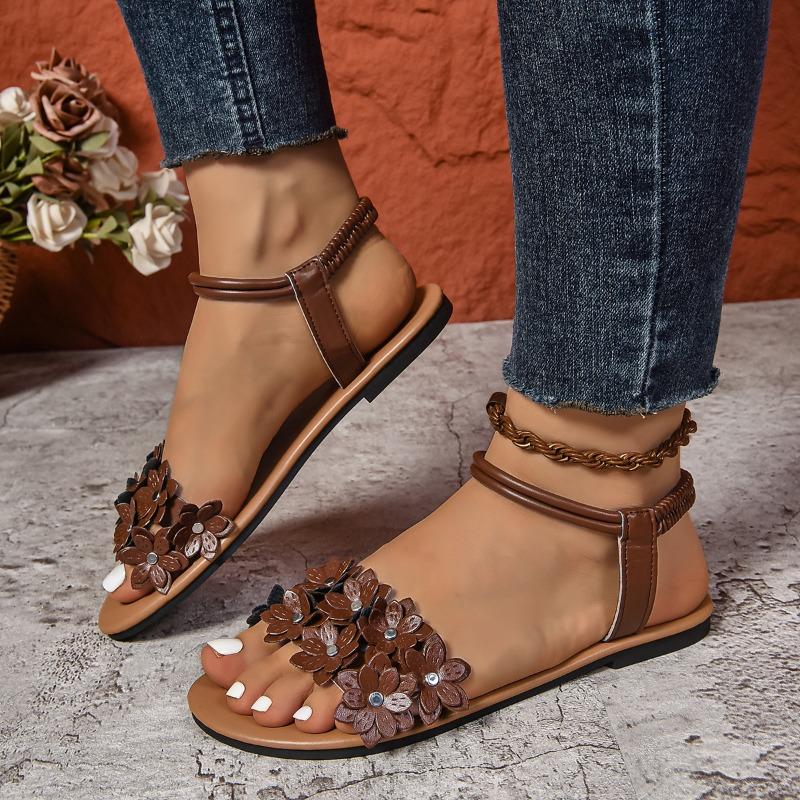 Women's Sandals  New Casual Open-toed Women's Flats Fashion Floral Designer Comfortable Walkable Shopping Women's Sandals
