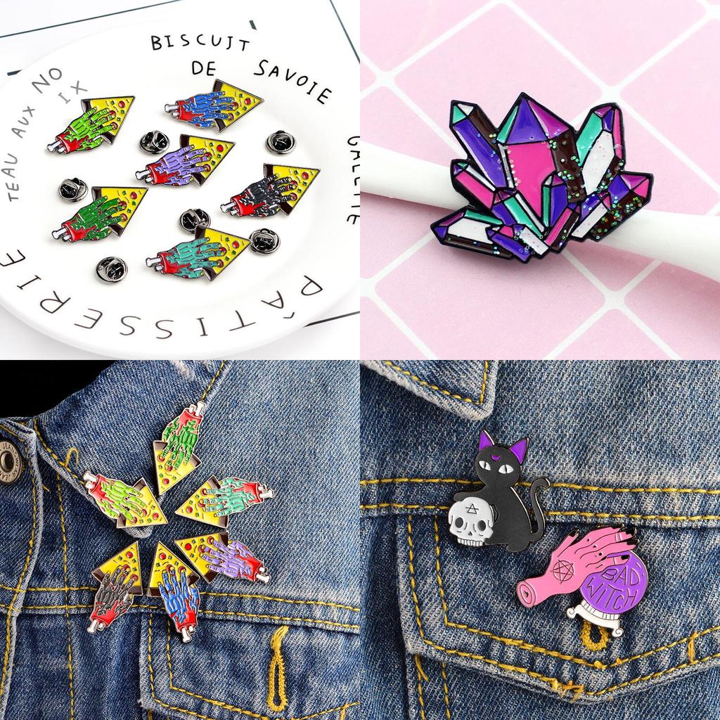 Эмалевая брошь премиум-качества с изображением ведьминских инструментов, черепа, кошки для Хэллоуина