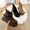 Fur Women Platform Ankle Boots Suede Flats Fashion Shoes Woman 2025 Trend Winter Designer Walking Warm Casual Femme Snow Botas