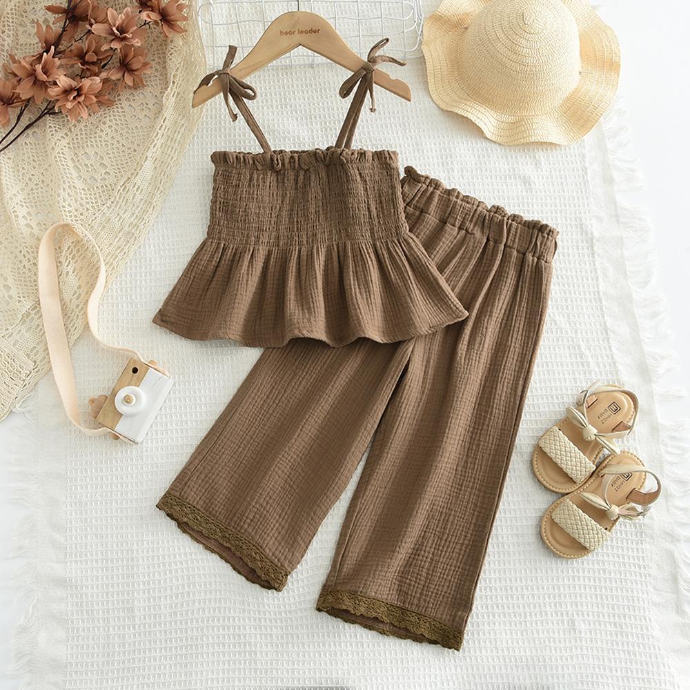 Костюм для девочки Bear Leader 3-7 лет, хлопковый топ-майка + штаны, комплект из двух предметов AZ3814