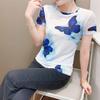 Western Butterfly Print Short Sleeved Women's Fashionable Ice Silk Mesh Top Slim Fit Versatile T-shirt