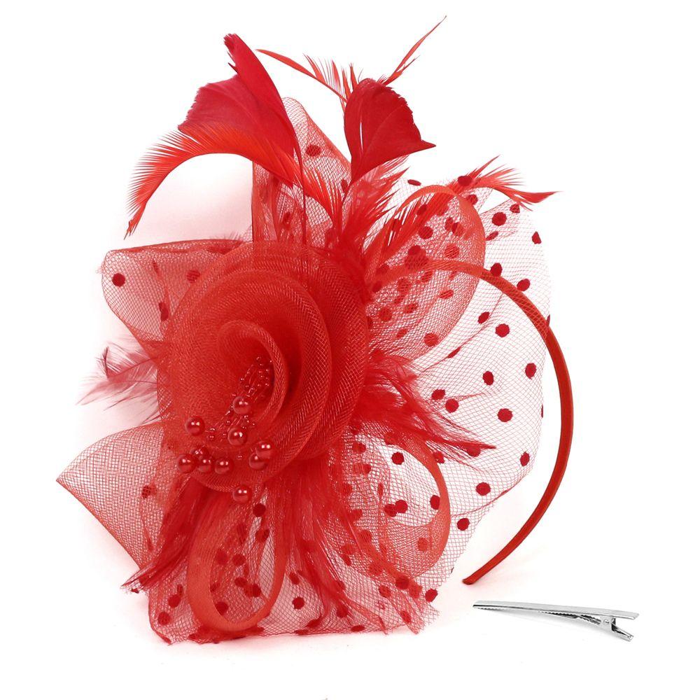 Hair Accessories Mesh Flower Hair Fascinators Wedding Feathers Hair Clip Fascinator Hat Tea Party Headband Alice Headband Clip