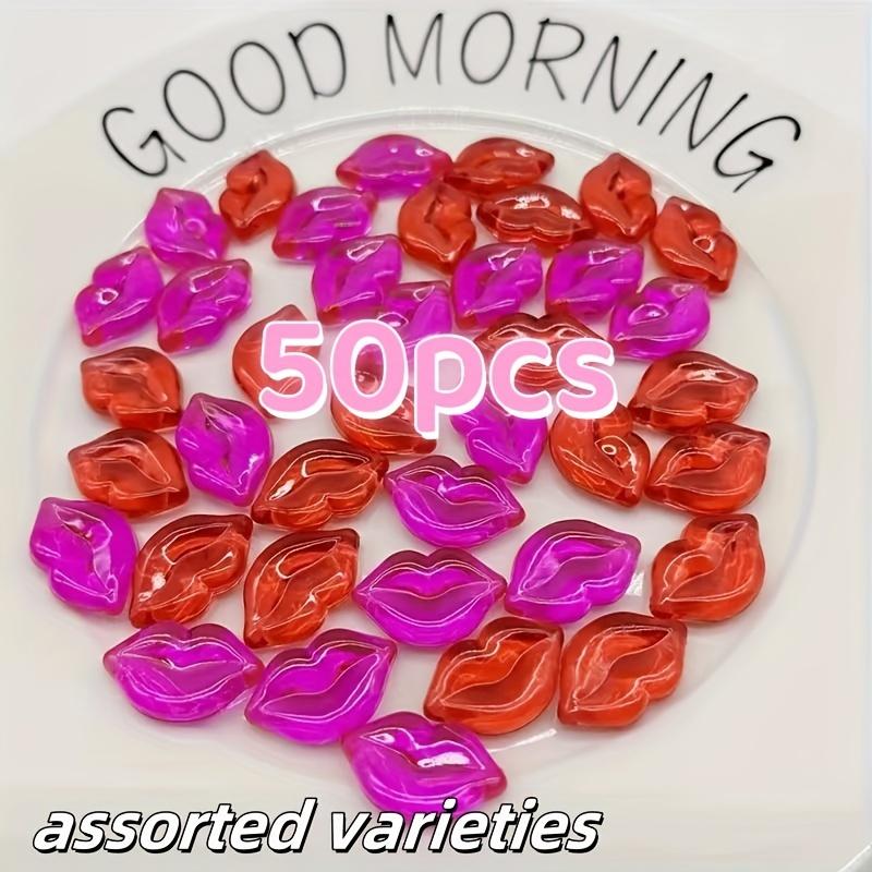 50 Lip Resin Bead Combination - Non porous, Perfect for Valentine's Day, Wedding, Party, and Craft Jewelry Making Supplies