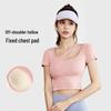 Женский дышащий топ для йоги на весну-лето с чашечками - Короткий рукав, Эластичный, Стройнящий, Фитнес-одежда