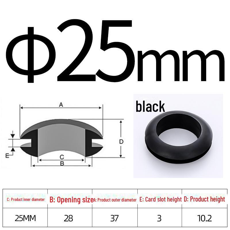 Черное двухстороннее резиновое защитное кольцо для провода