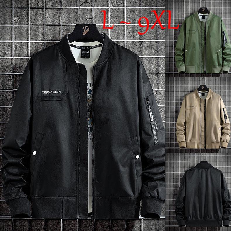 Весна и осень, очень большой размер L-9XL, мужская куртка больших размеров, повседневная универсальная куртка толстяка одного цвета