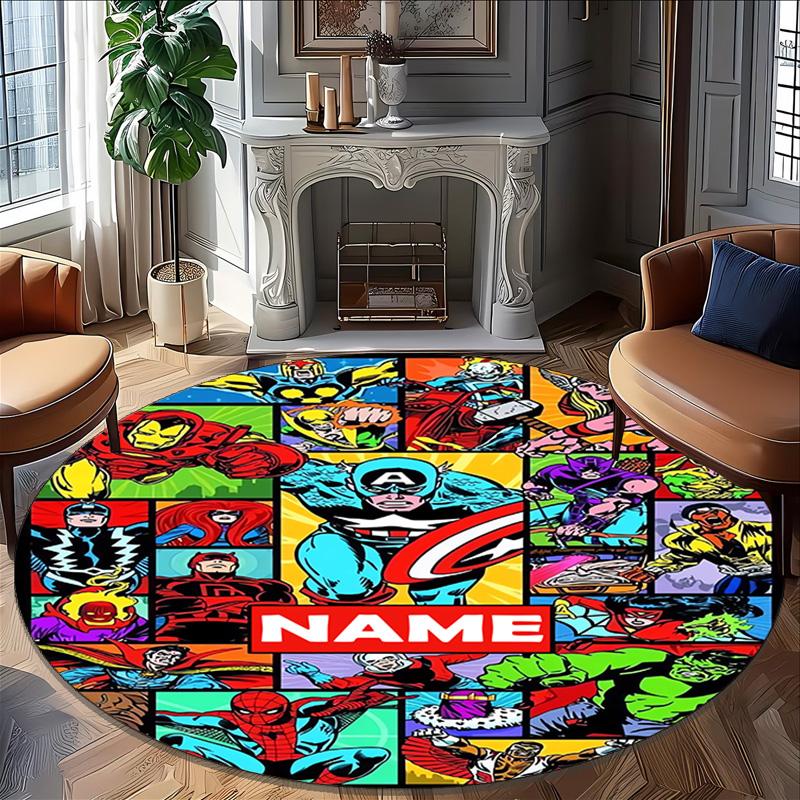 Customizable M-Marvel3 Round Non-Slip Carpet - Ideal for Garden, Picnic, Office, Perfect for Decoration, Suitable For All Seasons