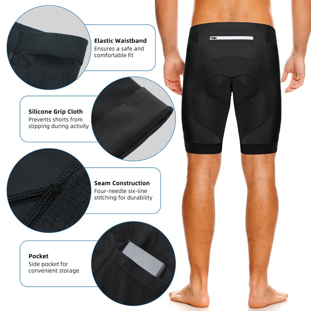 Men"s Bike Shorts with Padding Breathable and Evaporates Sweat Silicone Cushion Mountain Bike