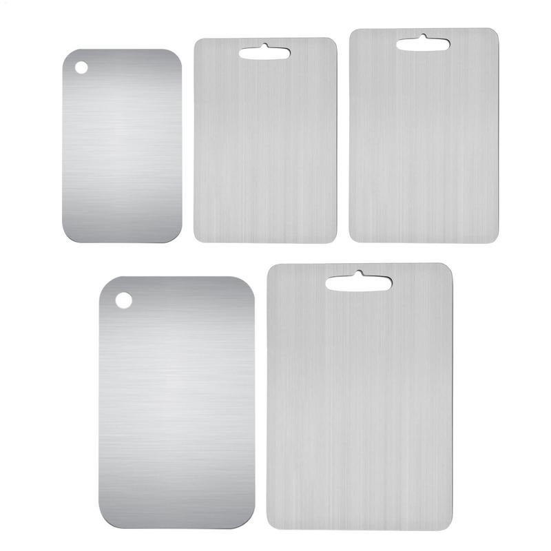 Горячая распродажа Кухонные титановые разделочные доски из нержавеющей стали 304, утолщенные, двусторонние, пищевого класса, портативные, для нарезки фруктов и мяса