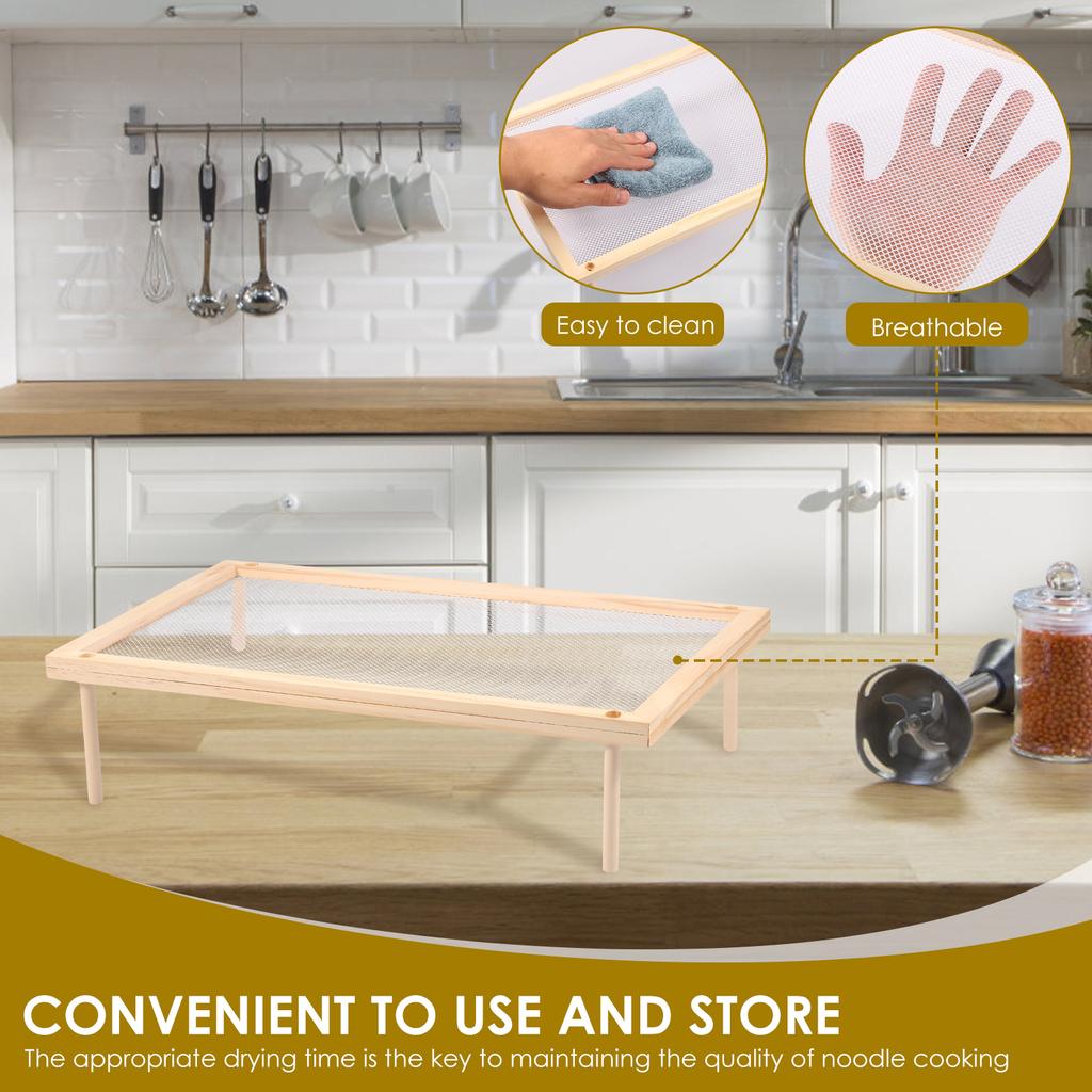 Сушилка для трав Деревянная сушилка для пасты, Штабелируемая сушилка для продуктов с сеткой, Надежный инструмент для дегидратации Сетчатая плоская сушилка