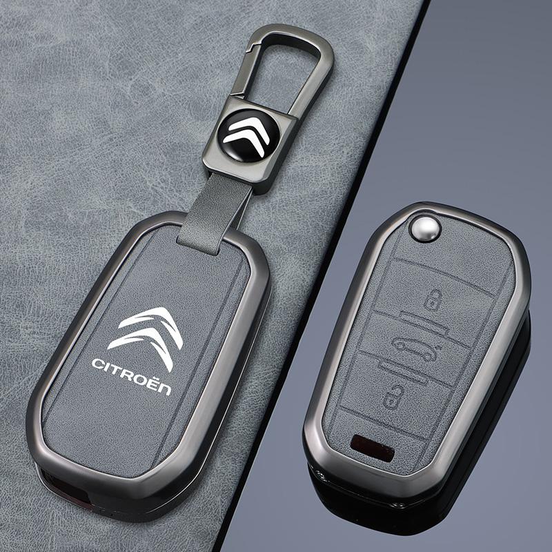 Zinc Alloy Leather Car Flip Remote Key Case Cover For Citroen C3 C4 CACTUS C6 C8 Berlingo C-Elysee C4-Cactus Auto Accessories