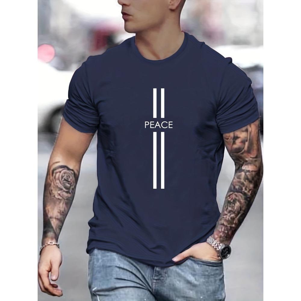 Мужская летняя свободная футболка свободного размера из 100% хлопка с принтом «Мир» с круглым вырезом и коротким рукавом