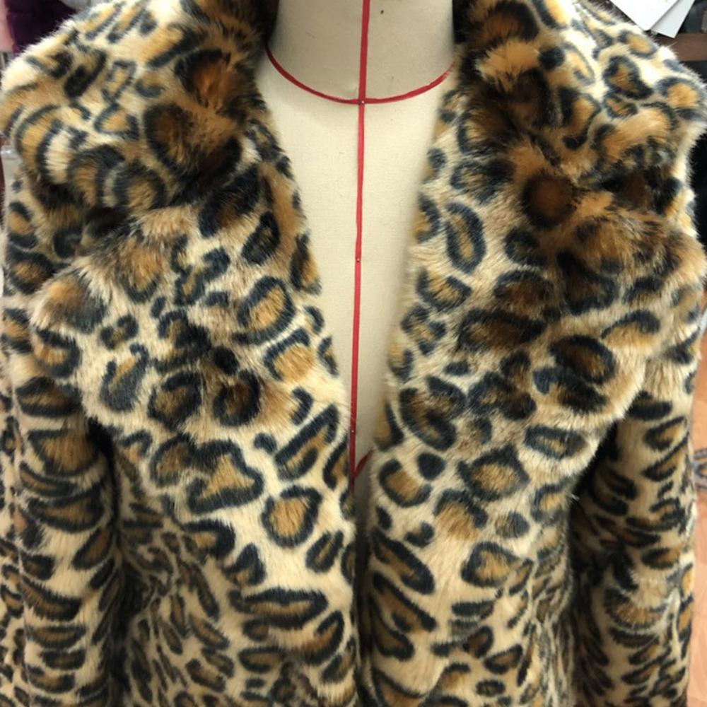 CHEST Women Leopard Faux Fur Coats Winter Warm Thick Hooded Jacket Long Sleeve Zipper Loose Long Sleeve Zipper Loose Jacket High-quality