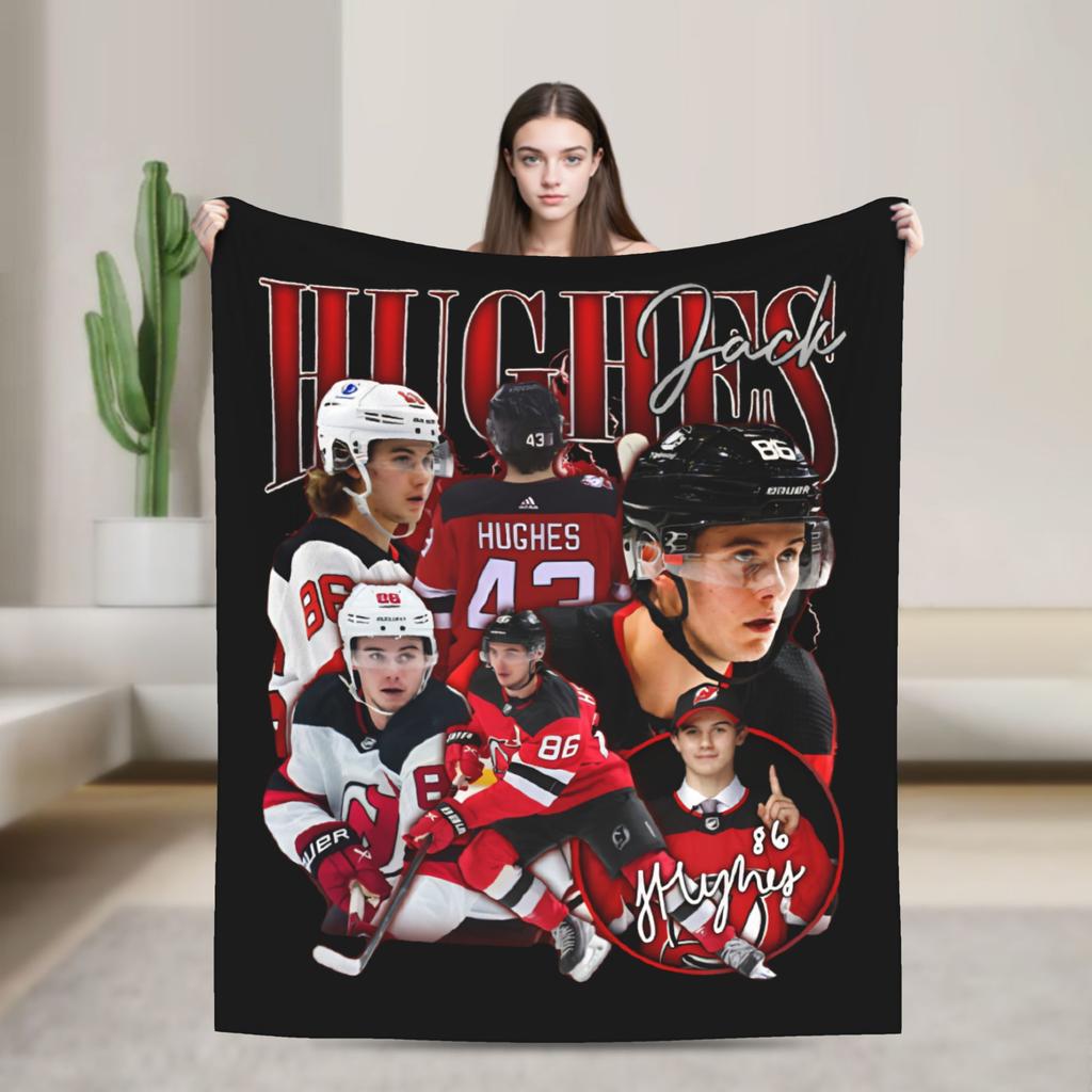 Jack Hughes USA Gold Medal Hockey Blanket Flannel Textile Decor Multi-function Warm Throw Blanket for Bedding Car Bedspread