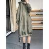 Осень-зима Новая женская свободная большая трикотажная длинная юбка с капюшоном и бархатным капюшоном Повседневное модное платье Юбка с большим карманом