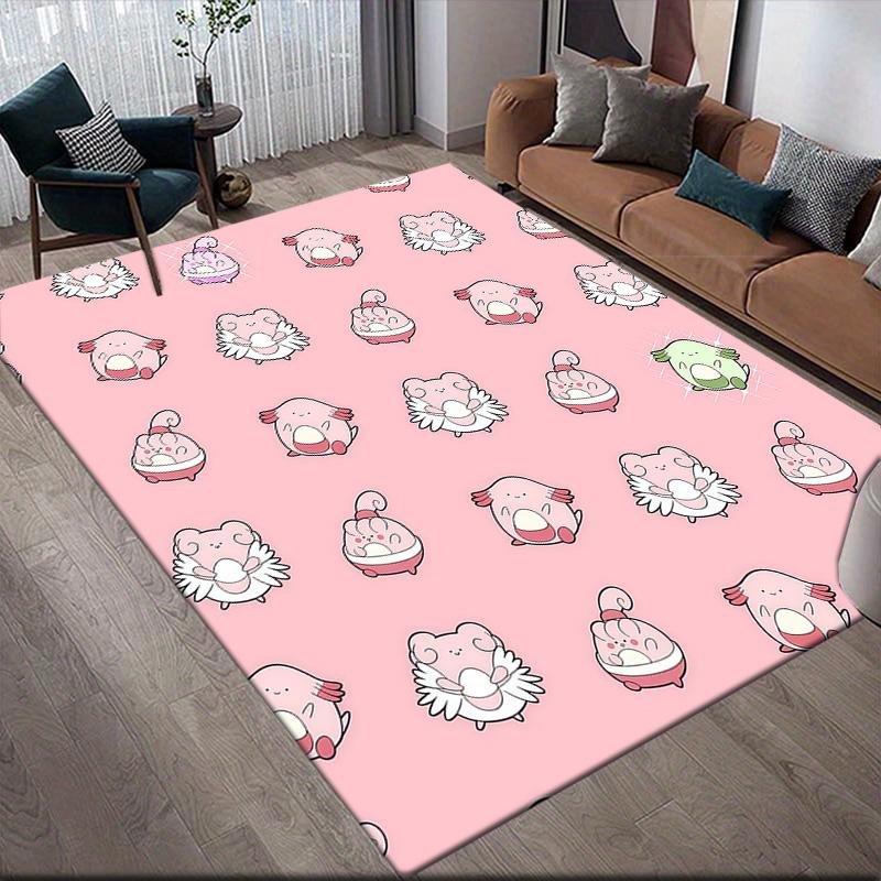 Pink Pokémon Anti-Slip Rug, Rectangular Carpet for Living Room, Bedroom & Sofa Area, Perfect Home Decor
