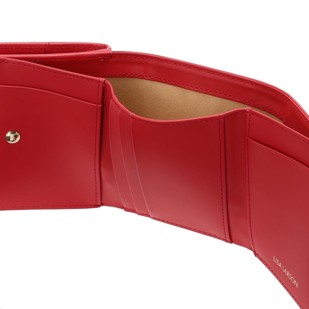 Женский мини-кошелек Lisa Larson, тройного сложения, натуральная кожа, компактный, маленький, Майки, LTLY-04 (красный)