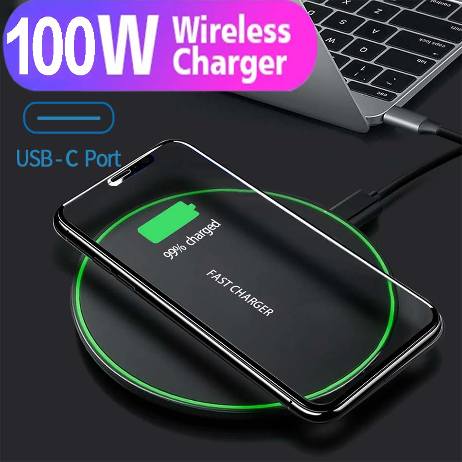 100 Вт беспроводное зарядное устройство для iPhone 16 15 14 13 Pro Xs Max Mini 15 индукционная быстрая беспроводная зарядная панель для Samsung S22 s8 s9 s10