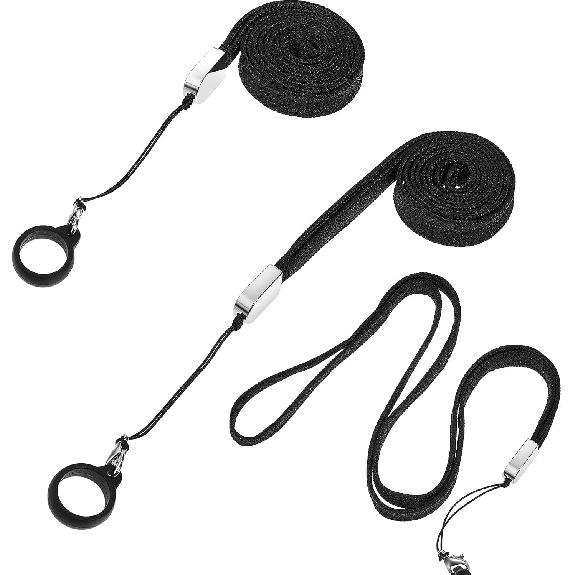 Shappy 3 Anti-lost Necklace Lanyard Black with Anti-lost Silicone Rubber Ring, Silicone Rubber Pen Lanyard Holder