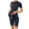 [FILA] Комплект для фитнеса: купальник + очки + шапочка, Раздельный, с коротким рукавом и молнией, Не задирается, Корректирующий фигуру, Размеры 7-19, 345190N BMT15L