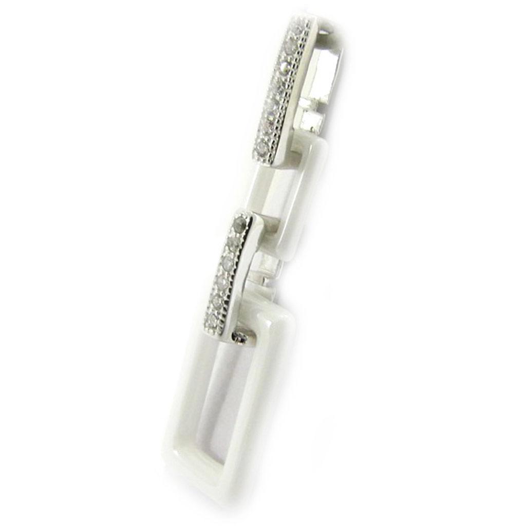 Les Trésors De Lily [L6284] - Серебряный кулон "Сисси" белый (керамика) родиевое покрытие - 28х8 мм