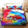 3D Digital Printing Quilt Set Three-Piece Cartoon Retro Car