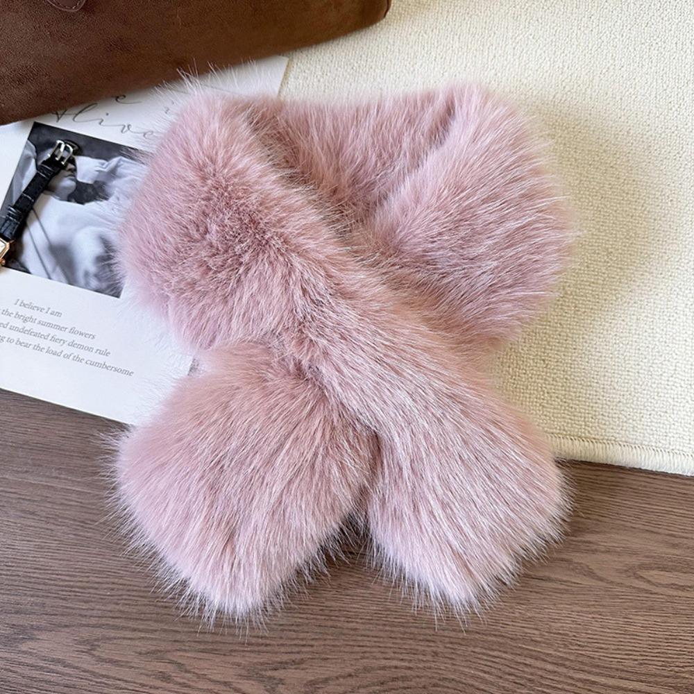 Warm Imitation Fur Rabbit Scarf Thickened Cross Neck Scarf Kawaii Cross Scarf Women Girl