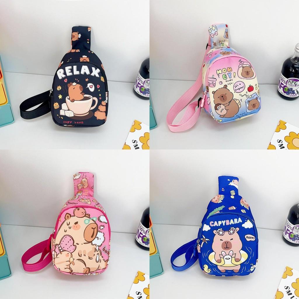 Stylish Children's Cartoon Pattern Crossbody Bag In Black Pink And Blue Colors