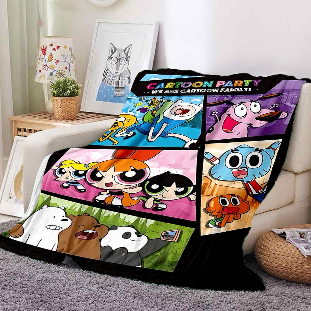 1pc Cartoon Party Cozy Print Blanket - Lightweight Warm Flannel Throw