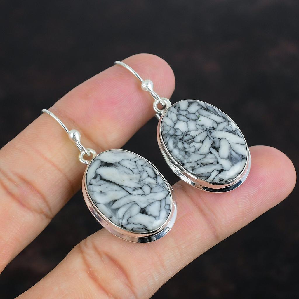 Серьги из яшмы Pinolith, драгоценные камни, серьги из стерлингового серебра 925 пробы, ювелирные изделия из яшмы Pinolith, серьги ручной работы, подарки на годовщину