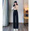 New Summer Ice Silk Suit Pants for Women with High Waist Wide Legs Drooping Pear-shaped Body Casual Straight Versatile Trousers