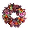 Artificial Wreath Vibrant Colors Retro Simulated Autumn Wreath with Flowers Leaves for Front Door Courtyard Wedding Decoration