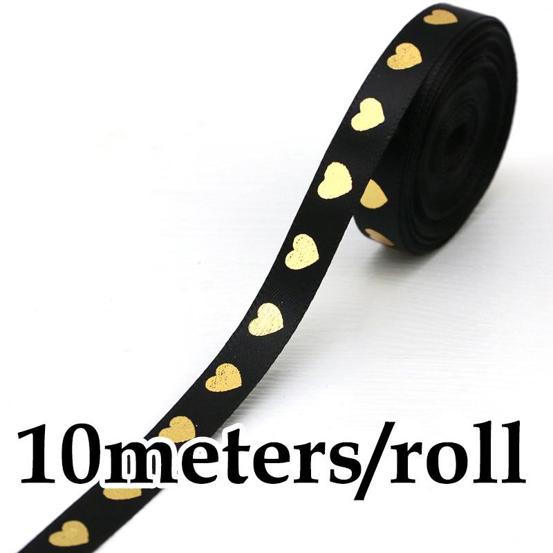 Лента для горячего тиснения с принтом «Любовь» с золотым персиковым сердцем, 1 см, 10 м/рулон — идеально подходит для упаковки подарков