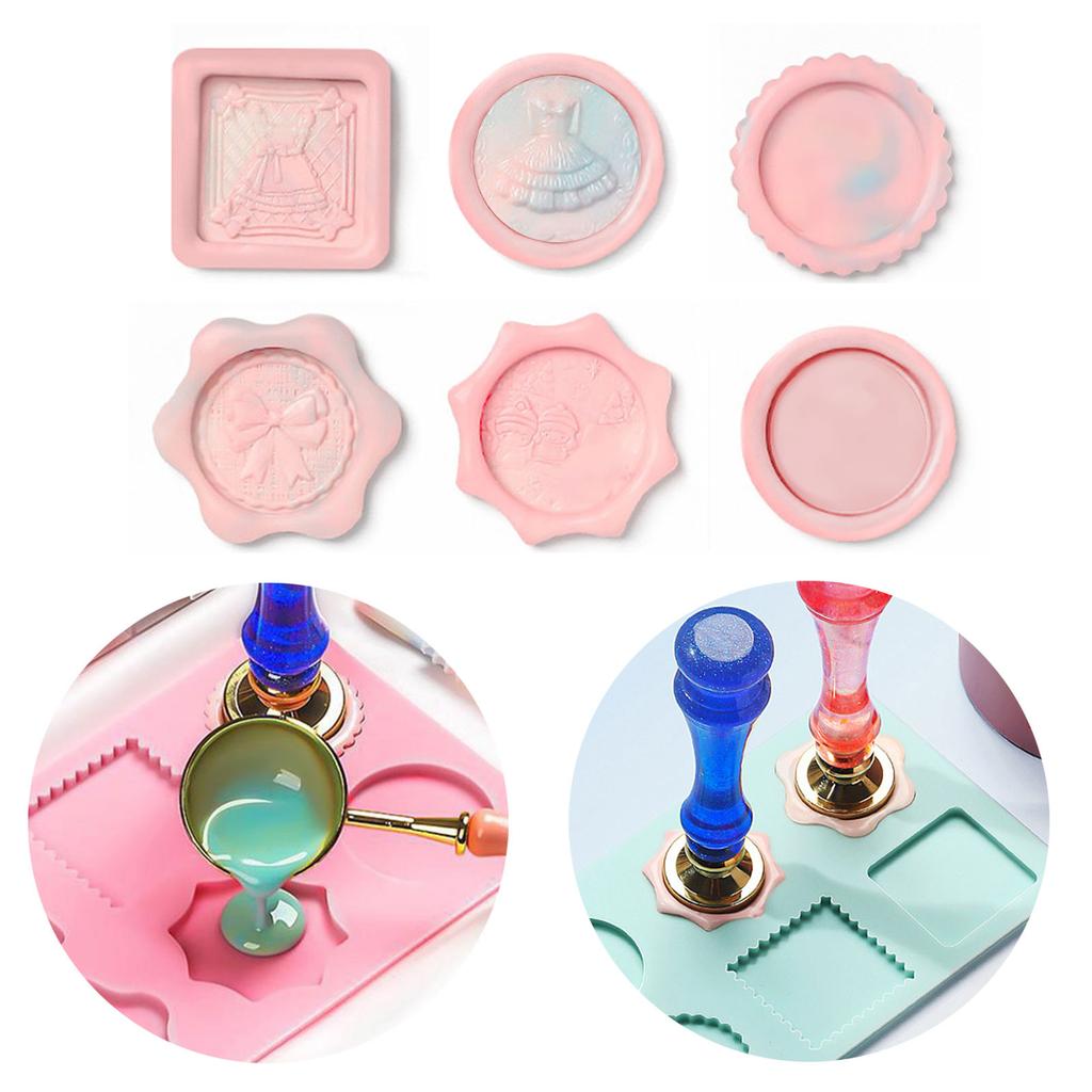 6-in-1 Wax Seal Stamp Silicone Mold for Making Wax Stamp Silicone Wax Seal Mat Non-stick Easy To Demold