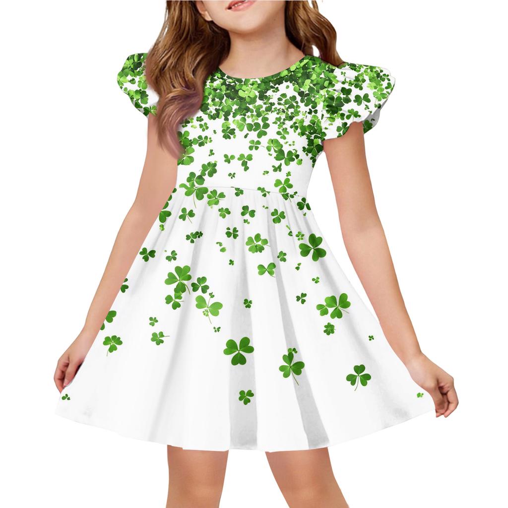Летнее платье принцессы для девочек - А-силуэтное платье-футболка Ст. День Патрика