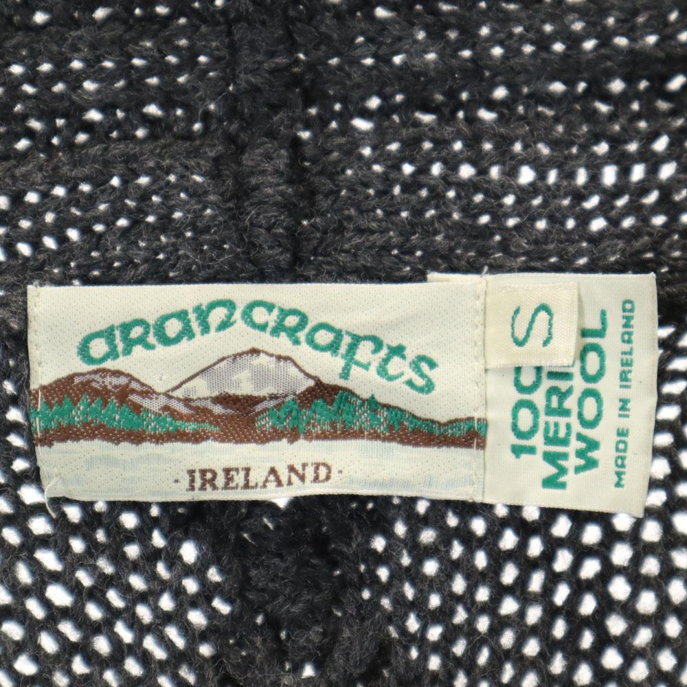 Aran crafts 90-е годы Ирландская мериносовая шерсть Старый Длинный рукав Шалевый воротник Вязаный кардиган Мужской Б/У