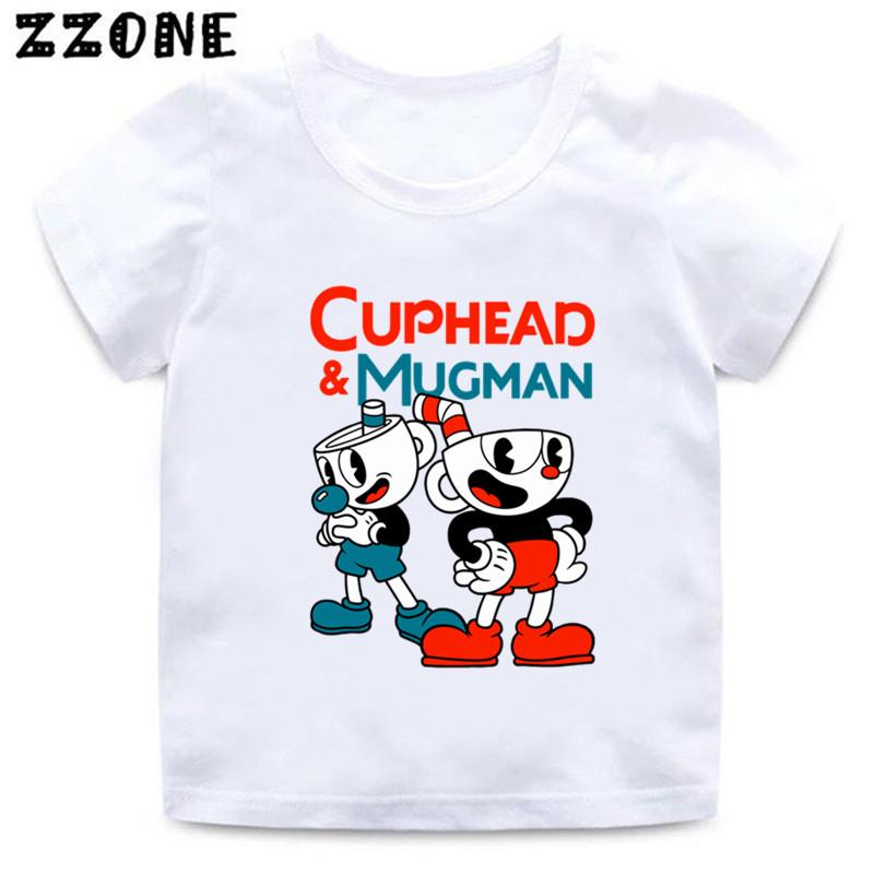 Горячая Распродажа Мультяшный Принт 'Cuphead' Смешная Детская Футболка Летний Повседневный Топ с Коротким Рукавом ...