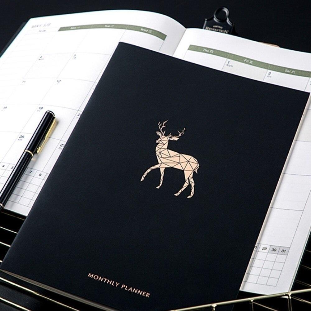 2020 Черная обложка Календарь Блокнот Журнал А4 Органайзер Еженедельный Ежемесячный Планировщик Канцелярские Товары Для Офиса Школьные Принадлежности