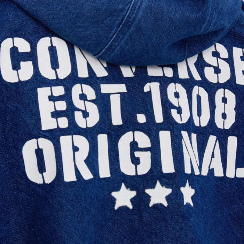 Converse Джинсовые куртки Мужские Синие С капюшоном Умеренные Другие MCJ411-UHA