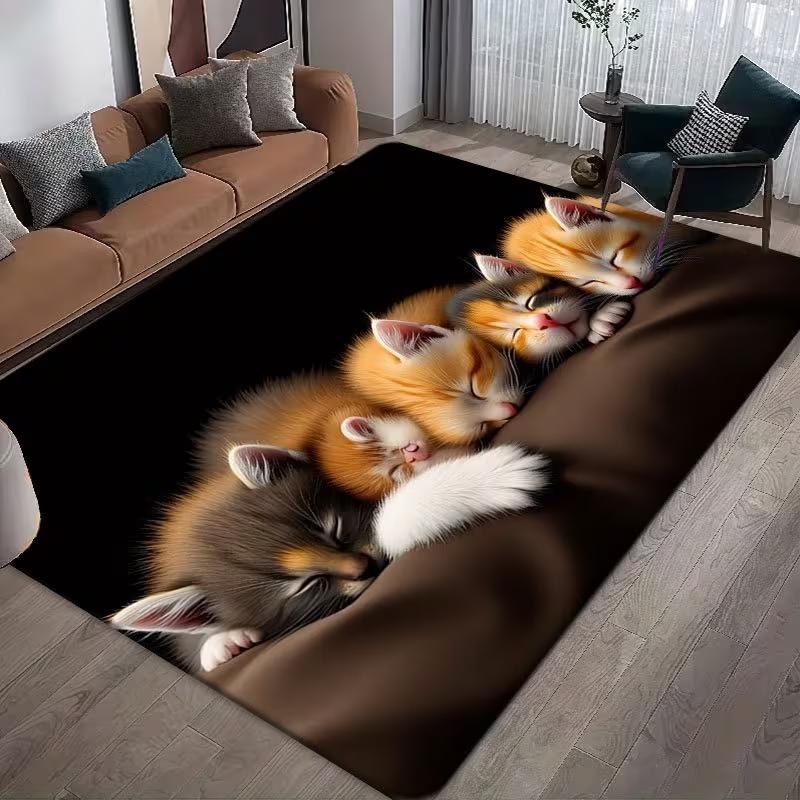 Очаровательный 3D коврик с принтом котенка для гостиной, 2D плоский коврик с изображением милого кота для спальни, дивана, игровой комнаты, домашний декор