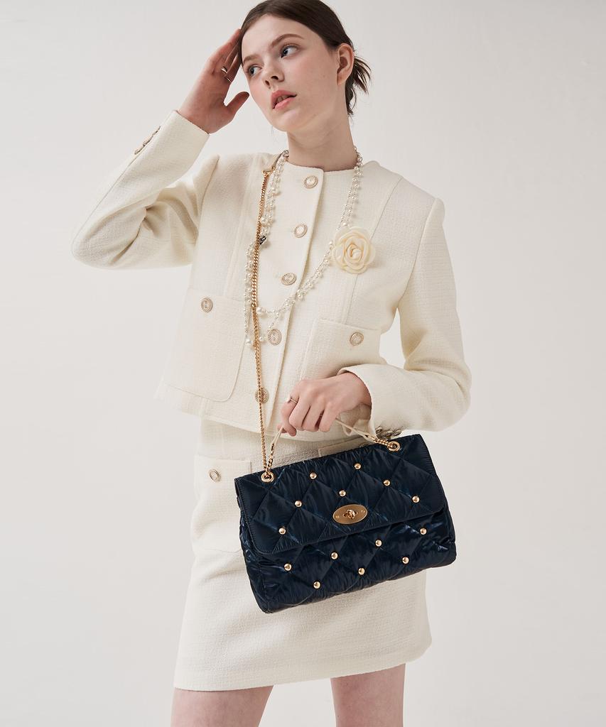 Jina In Ny Ladylike Chain Shoulder Bag [Navy Quilting]