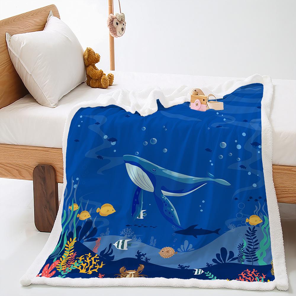 Blanket 2D digital printing lamb wool crystal wool marine animal blanket blanket