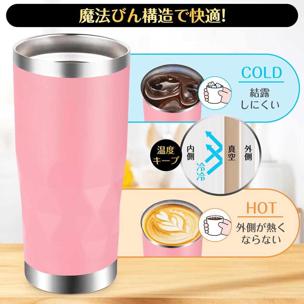 Spill-proof Vacuum Insulated Tumbler, 600ml, Stainless Steel, with Perforated Lid, Keeps Coffee Hot or Cold, Perfect for Cars, Outdoors, Students,