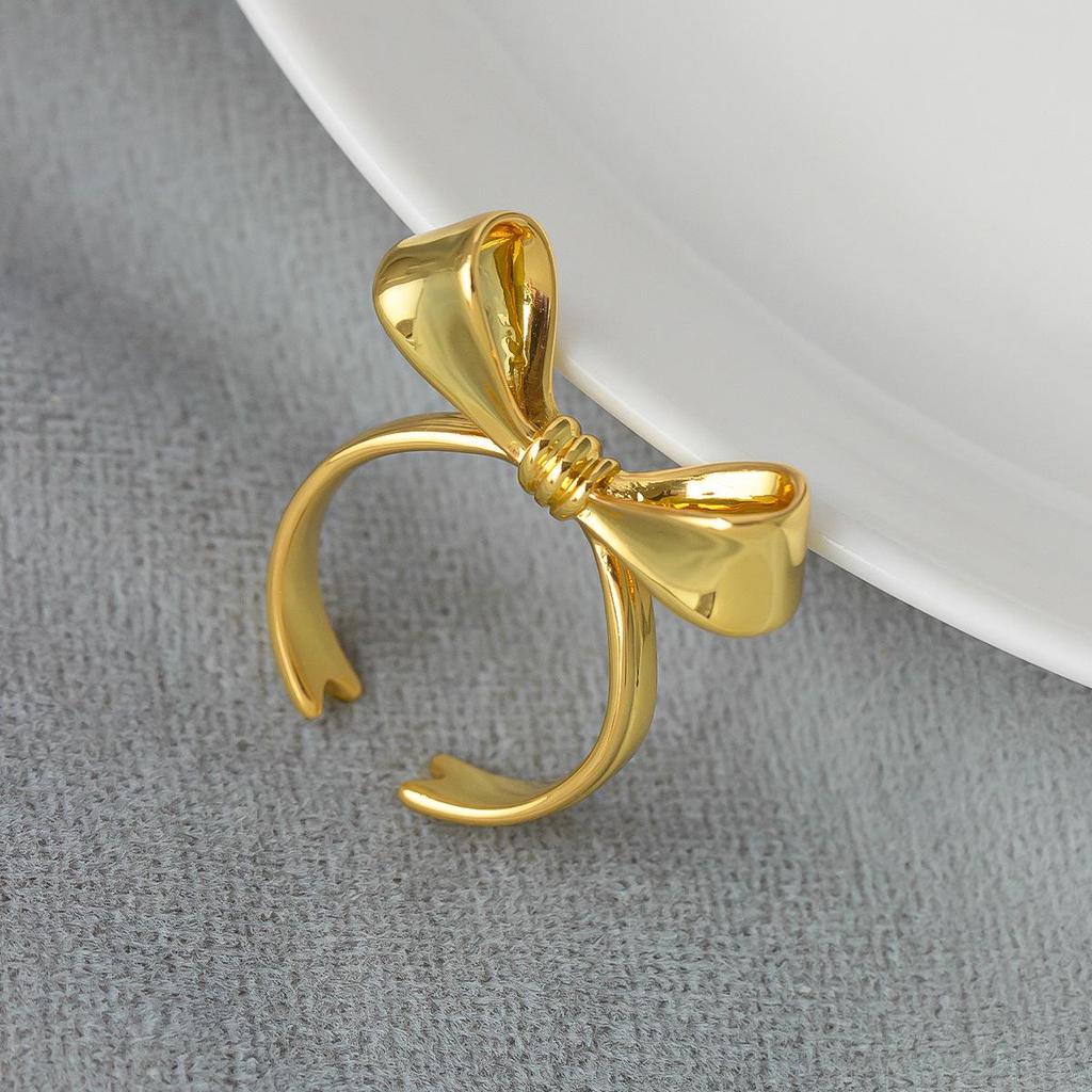 Exquisite Luxury Adjustable Bow Ring: Sweet, Fashionable, High-End Design